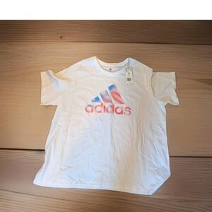 Women's Adidas Americana T-Shirt in White Plus 3X Cotton Graphic Logo NEW